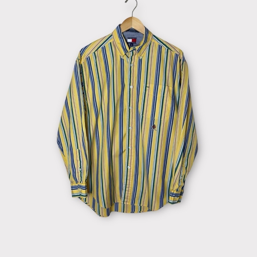 Tommy Hilfiger 90s Style Stripe Button Down Shirt Size Medium